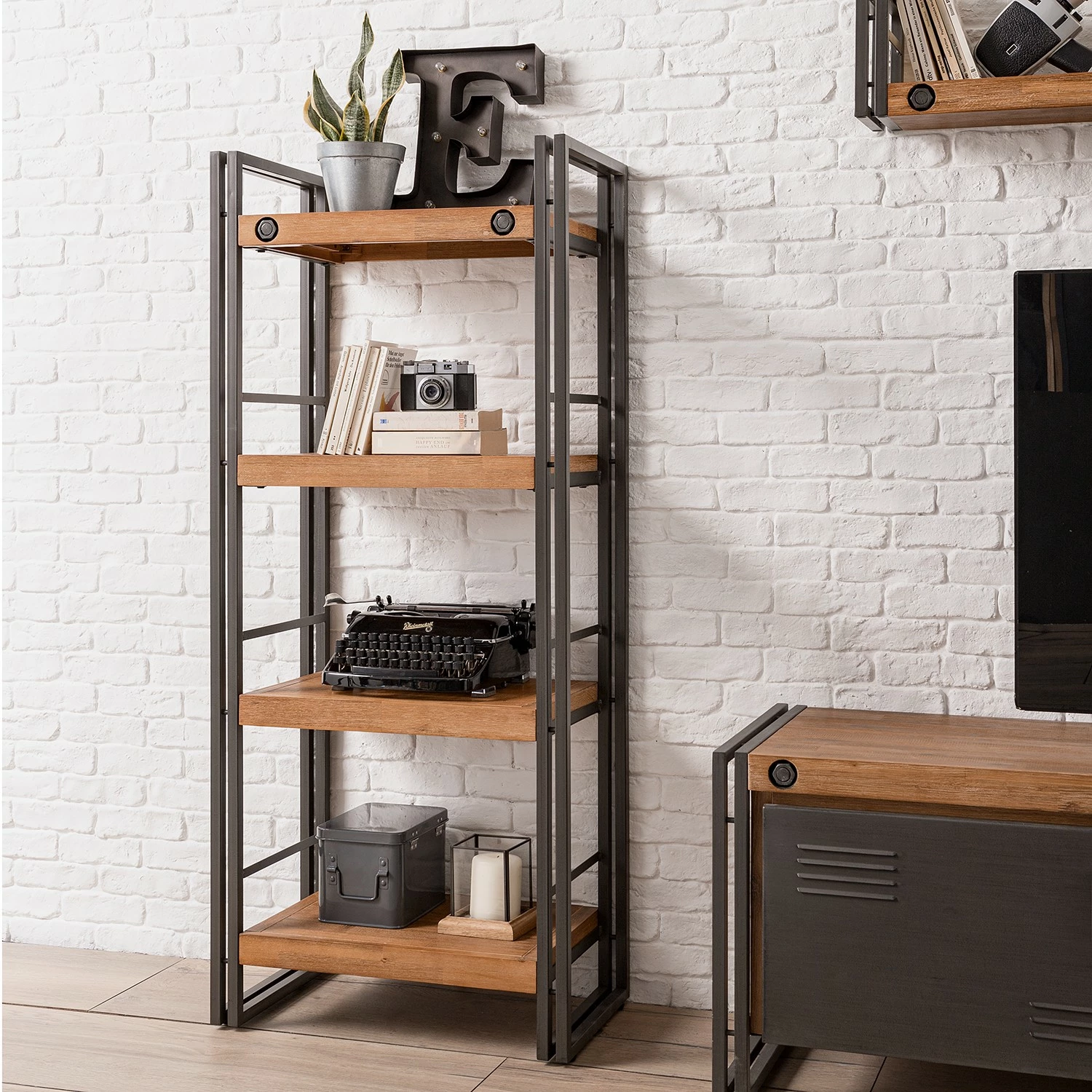 Ars manufacti Regal Manchester IV - Akazie massiv / Metall - Akazie / Anthrazit 7 Ars manufacti Regal Manchester IV - Akazie massiv / Metall - Akazie / Anthrazit – Bild 5