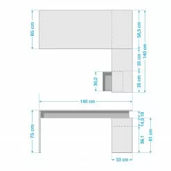 Loftscape Schreibtisch Nestor - Hochglanz Weiß/Eiche San Remo Dekor -Buromobel Verkaufe 1000021858 181029 09511901 GALLERYIMAGES P000000001000021858