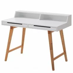 Mørteens Schreibtisch Birkum - Trompetenbaum teilmassiv - Weiß / Trompetenbaum