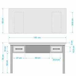 Ars manufacti Schreibtisch Hunter - Massivholz Mango / Metall - Mango / Blaugrau -Buromobel Verkaufe 1000050847 200616 12205500006 SKETCH DETAILS P000000001000050847 sketch