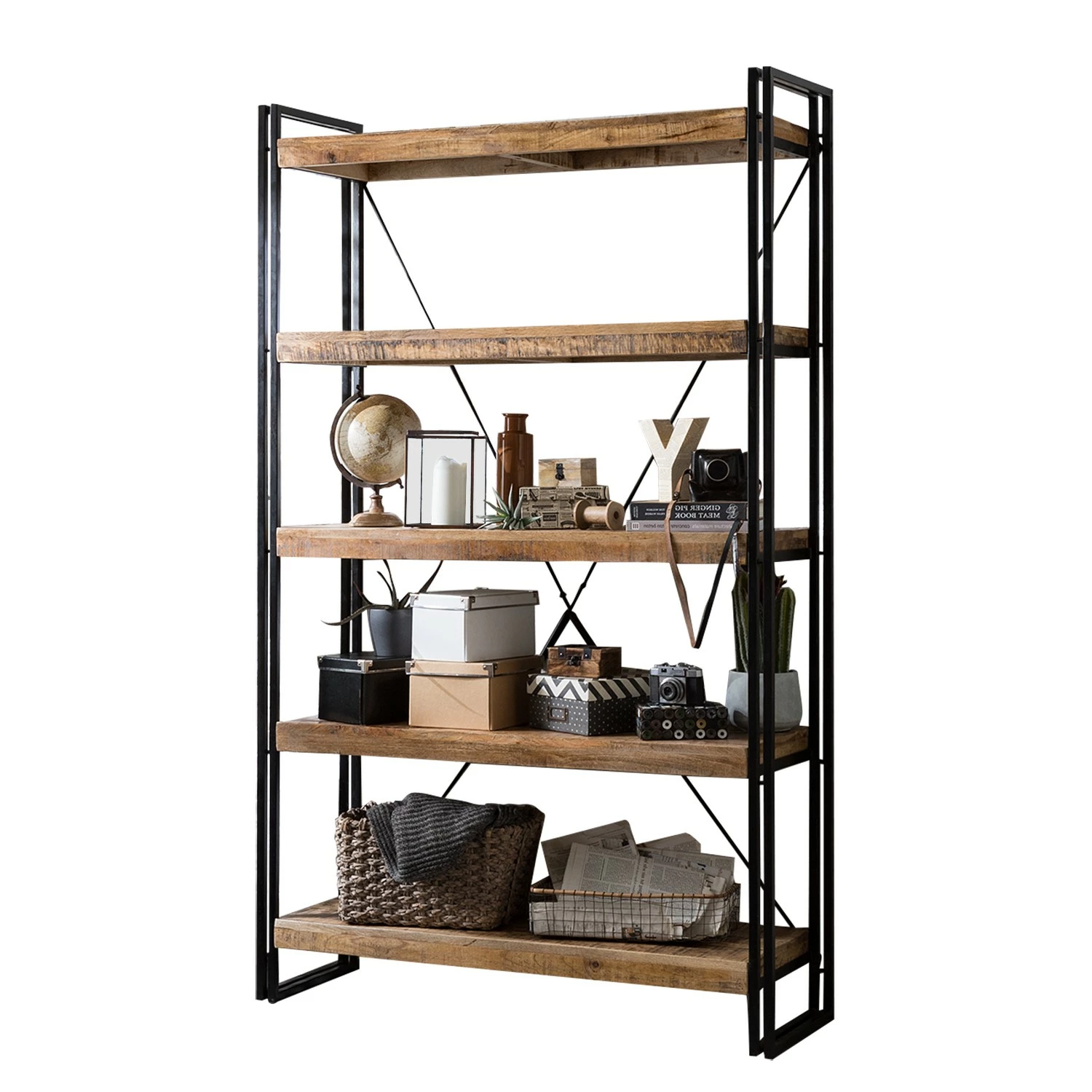 Wolf-Möbel Regal Iron I - Mango massiv / Eisen 3 Wolf-Möbel Regal Iron I - Mango massiv / Eisen