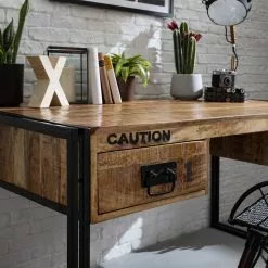 Wolf-Möbel Schreibtisch Iron - Mango massiv / Eisen - Mango / Schwarz -Buromobel Verkaufe 1000104116 191024 17544500024 MOOD DETAILS P000000001000104116 mood