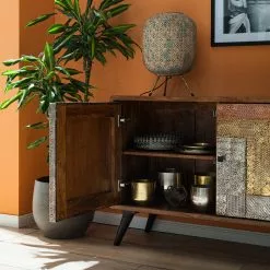 Wolf-Möbel Sideboard Orient - Akazie massiv / Metall - Mehrfarbig -Buromobel Verkaufe 1000114122 200630 10585200013 DETAILS P000000001000114122