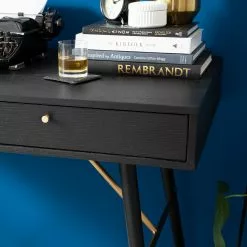 Studio Copenhagen Schreibtisch Moyo - Eiche teilmassiv / Metall - Matt Schwarz / Gold -Buromobel Verkaufe 1000123494 190315 15403300002 GALLERYIMAGES P000000001000123494