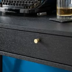 Studio Copenhagen Schreibtisch Moyo - Eiche teilmassiv / Metall - Matt Schwarz / Gold -Buromobel Verkaufe 1000123494 190315 15403300003 GALLERYIMAGES P000000001000123494