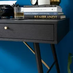 Studio Copenhagen Schreibtisch Moyo - Eiche teilmassiv / Metall - Matt Schwarz / Gold -Buromobel Verkaufe 1000123494 190315 15403300006 GALLERYIMAGES P000000001000123494