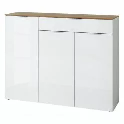 Germania Sideboard Cetano - Hochglanz Weiß / Eiche Navarra Dekor - Breite: 134 cm