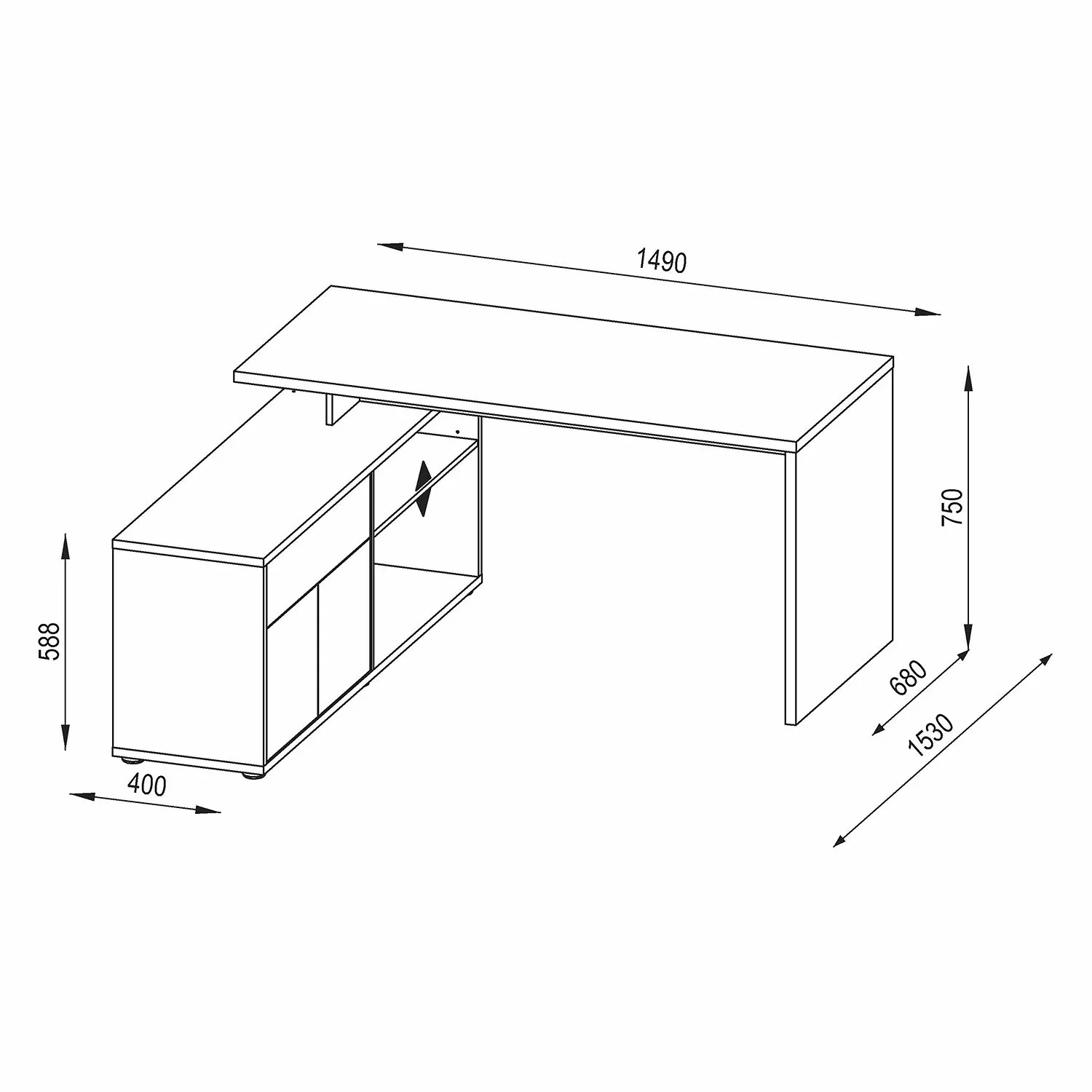 Maja Möbel Eckschreibtisch Marela - Eiche Dunkel Dekor / Hochglanz Weiß 4 Maja Möbel Eckschreibtisch Marela - Eiche Dunkel Dekor / Hochglanz Weiß – Bild 2