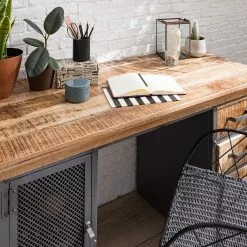 Ars manufacti Schreibtisch Hunter II - Mango massiv / Metall - Mango / Silber -Buromobel Verkaufe 1000150447 210630 15210700013 DETAILS P000000001000150447