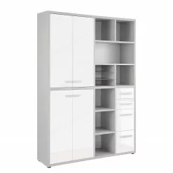 Maja Möbel Aktenschrank Set Plus V - Farbe - Weiß / Platingrau