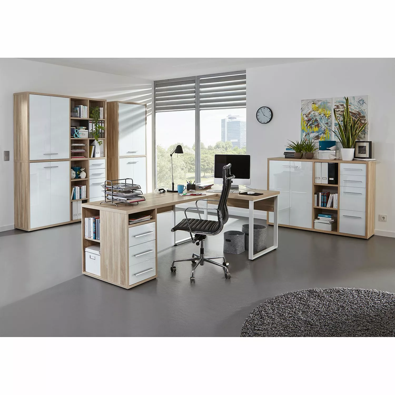 Maja Möbel Aktenschrank Set Plus III - Farbe - Weiß / Eiche Dekor 6 Maja Möbel Aktenschrank Set Plus III - Farbe - Weiß / Eiche Dekor – Bild 4