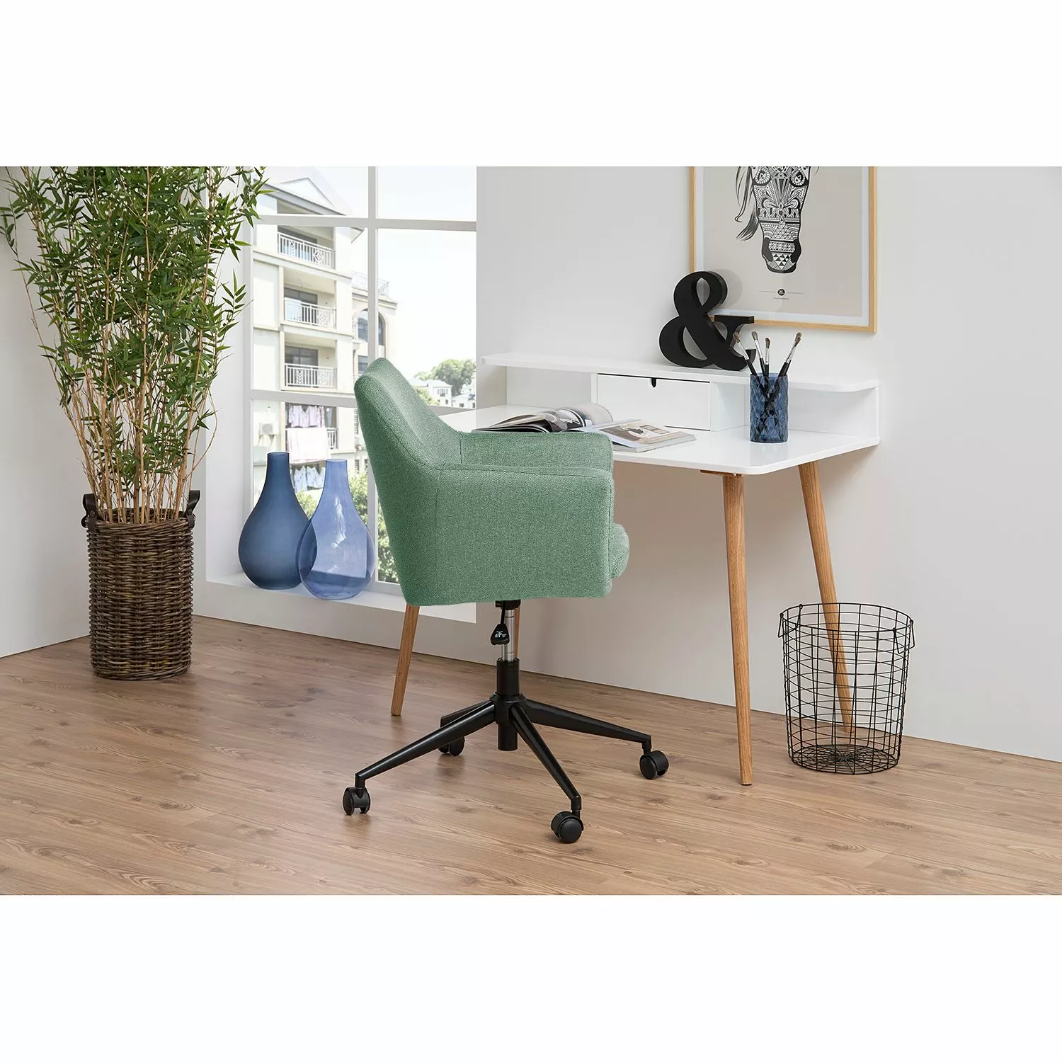 Mørteens Bürodrehstuhl Nicholas II - Webstoff Cors: Mintgrau - Schwarz 4 Mørteens Bürodrehstuhl Nicholas II - Webstoff Cors: Mintgrau - Schwarz – Bild 2