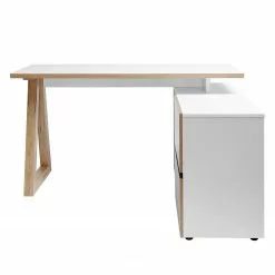 Jahnke Schreibtisch CLUB C 145 E - Weiß / Kerneiche Dekor -Buromobel Verkaufe 1000168497 190328 12555100049 GALLERYIMAGES P000000001000168497