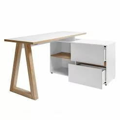 Jahnke Schreibtisch CLUB C 145 E - Weiß / Kerneiche Dekor -Buromobel Verkaufe 1000168497 190328 12555100051 GALLERYIMAGES P000000001000168497