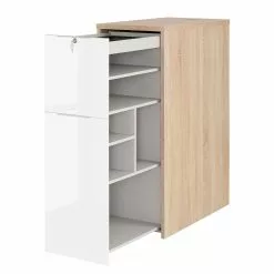 Maja Möbel Container eDJUST II - Hochglanz Weiß / Eiche Riviera Dekor -Buromobel Verkaufe 1000170532 190423 11481600026 GALLERYIMAGES P000000001000170532