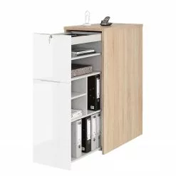 Maja Möbel Container eDJUST II - Hochglanz Weiß / Eiche Riviera Dekor -Buromobel Verkaufe 1000170532 190423 11481600027 GALLERYIMAGES P000000001000170532