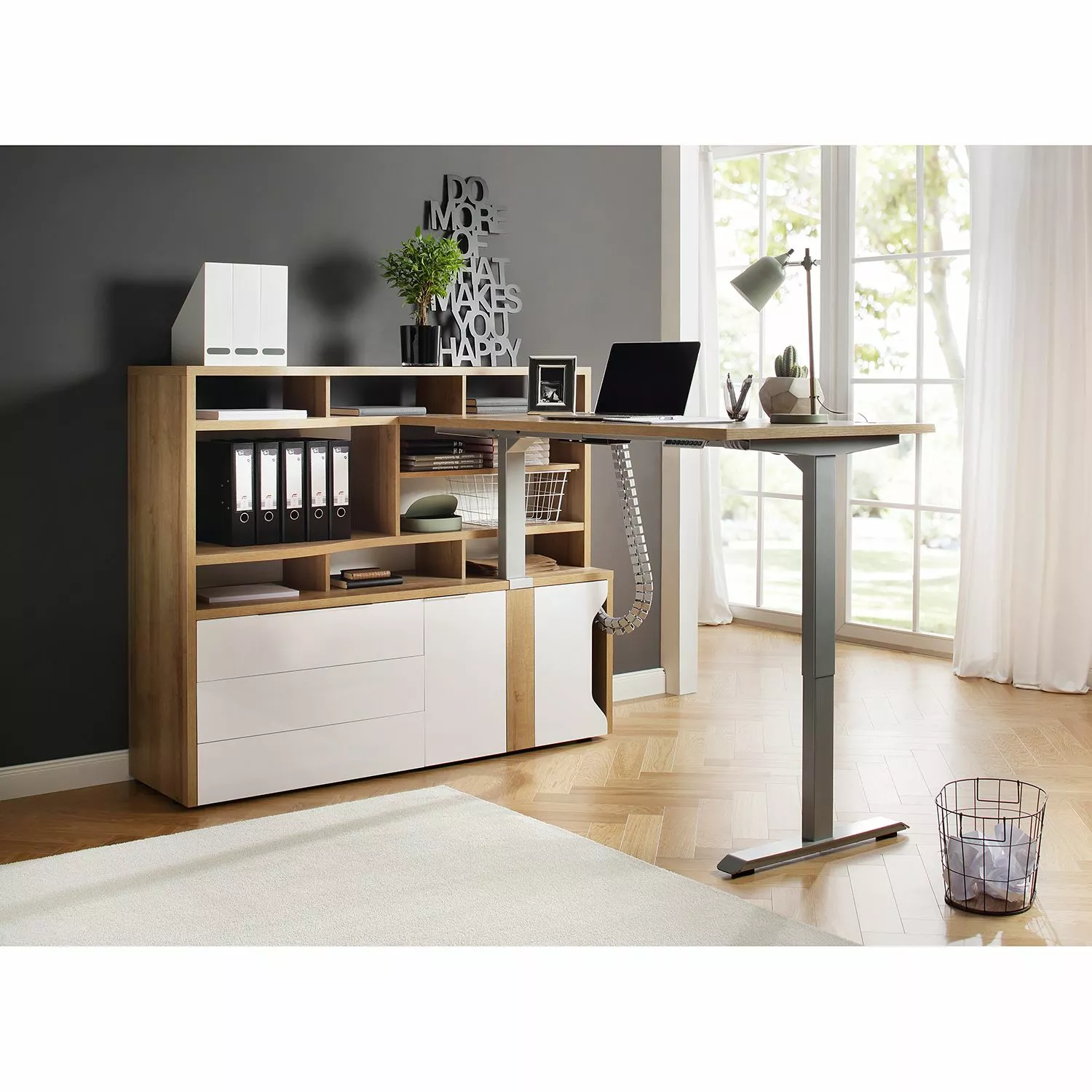 Maja Möbel Schreibtisch eDJUST I - Eiche Riviera Dekor / Platingrau 5 Maja Möbel Schreibtisch eDJUST I - Eiche Riviera Dekor / Platingrau – Bild 3