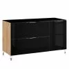 Maja Möbel Sideboard Shino I - Glas Schwarz / Eiche Riviera Dekor -Buromobel Verkaufe 1000170603 190418 12393200038 IMAGE P000000001000170603