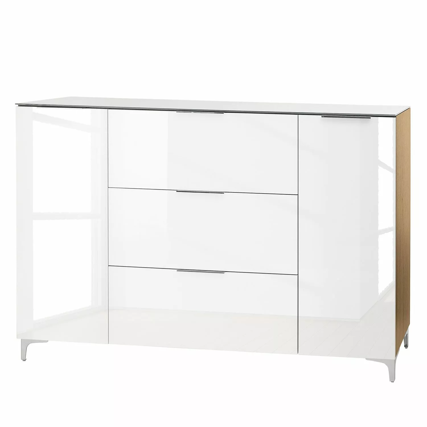 Maja Möbel Sideboard Shino IV - Glas Weiß / Eiche Riviera Dekor 3 Maja Möbel Sideboard Shino IV - Glas Weiß / Eiche Riviera Dekor