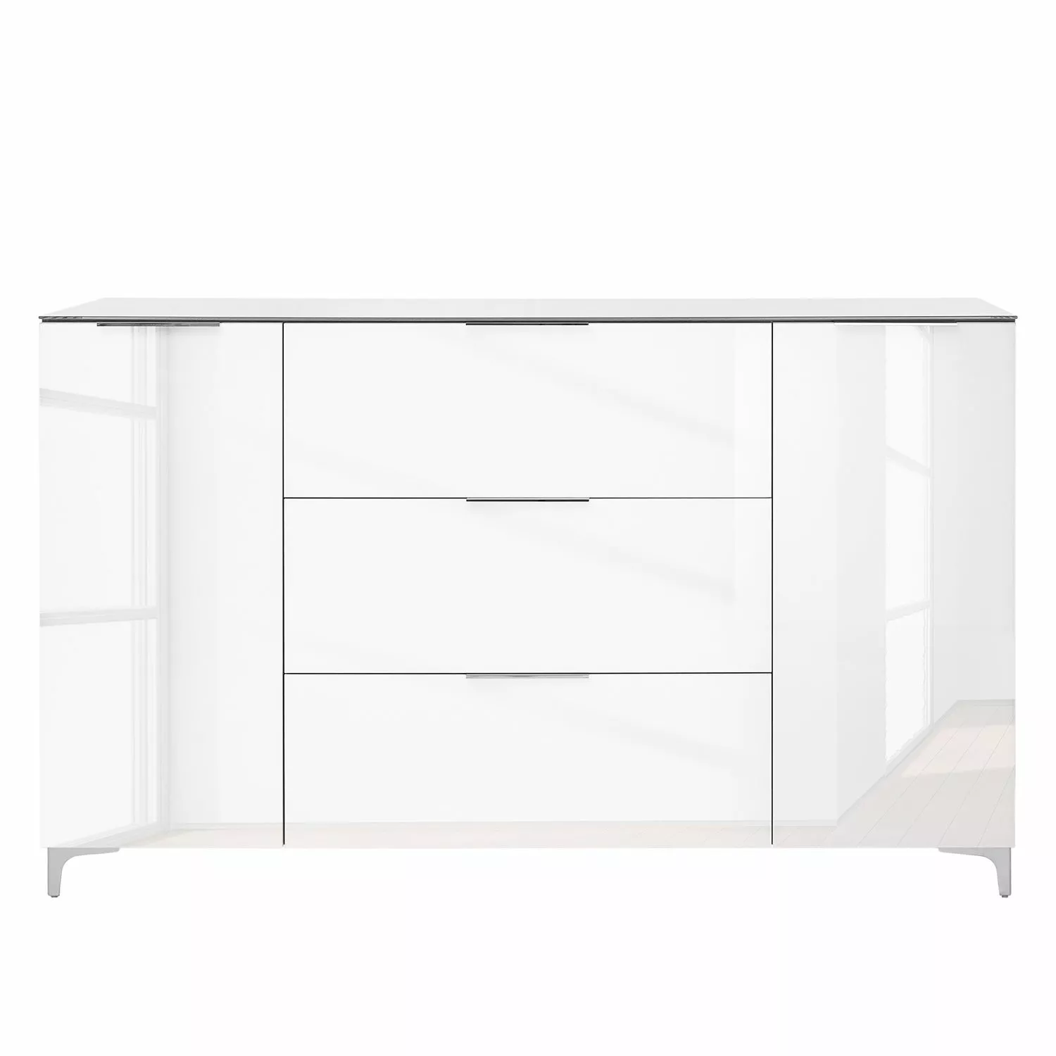 Maja Möbel Sideboard Shino IV - Glas Weiß / Eiche Riviera Dekor 4 Maja Möbel Sideboard Shino IV - Glas Weiß / Eiche Riviera Dekor – Bild 2