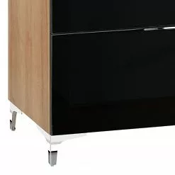 Maja Möbel Sideboard Shino II - Glas Schwarz / Eiche Riviera Dekor -Buromobel Verkaufe 1000170639 190418 12394200178 GALLERYIMAGES P000000001000170639