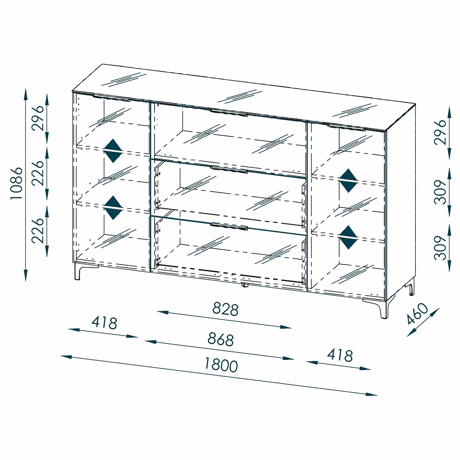 Maja Möbel Sideboard Shino IV - Glas Schwarz / Eiche Riviera Dekor 6 Maja Möbel Sideboard Shino IV - Glas Schwarz / Eiche Riviera Dekor – Bild 4