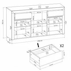 Loftscape Sideboard Charnocks - Hochglanz Weiß / Matt Weiß -Buromobel Verkaufe 1000171351 190424 07580400256 GALLERYIMAGES P000000001000171351
