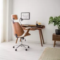 Fredriks Bürodrehstuhl Viiki - Kunstleder / Stahl - Weiß / Walnuss -Buromobel Verkaufe 1000176727 210212 13382900009 MOOD DETAILS P000000001000176727 mood 1