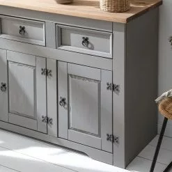 Maison Belfort Sideboard Finca Rustica - Kiefer massiv - Kiefer Grau -Buromobel Verkaufe 1000178029 200511 13145100002 DETAILS P000000001000178029