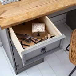 Maison Belfort Schreibtisch Finca Rustica I - Kiefer massiv - Kiefer Grau -Buromobel Verkaufe 1000178057 200507 14282400011 DETAILS P000000001000178057