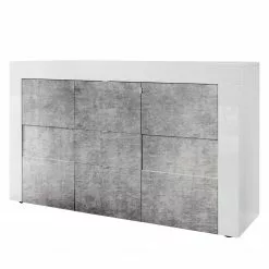 LC Spa Sideboard Easy II - Hochglanz Weiß / Beton Dekor