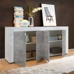 LC Spa Sideboard Easy III - Hochglanz Weiß / Beton Dekor -Buromobel Verkaufe 1000178268 201029 08541800593 MOOD DETAILS P000000001000178268 mood