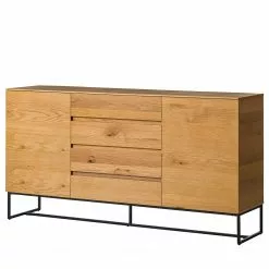 Ars Natura Sideboard Nozza II - Echtholzfurnier - Eiche / Schwarz