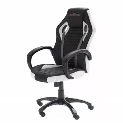 Home24office Gaming Chair Emra - Kunstleder / Nylon - Weiß / Schwarz