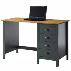 Maison Belfort Schreibtisch Rivery - Kiefer massiv - Anthrazit -Buromobel Verkaufe 1000187583 200205 11113400089 DETAILS P000000001000187583