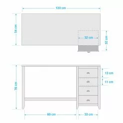 Maison Belfort Schreibtisch Rivery - Kiefer massiv - Weiß 31 Maison Belfort Schreibtisch Rivery - Kiefer massiv - Weiß -Buromobel Verkaufe 1000187585 200214 06021600014 SKETCH DETAILS P000000001000187585 sketch