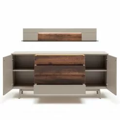 GWINNER Sideboard Misano II (2-teilig) - Inkl. Beleuchtung - Echtholzfurnier - Saharagrau / Balkeneiche -Buromobel Verkaufe 1000188660 190926 16594200067 DETAILS P000000001000188660
