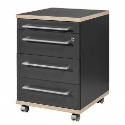 Germania Rollcontainer Eugene - Anthrazit / Nussbaum Dekor