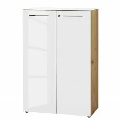 Germania Büroset Monteria IV (2-teilig) - Glas - Weiß / Eiche Navarra Dekor -Buromobel Verkaufe 1000189537 191022 12045200091 DETAILS P000000001000189537