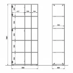 Germania Büroset Lioni I (3-teilig) - Eiche Navarra Dekor / Weiß -Buromobel Verkaufe 1000191082 191016 08103900100 SKETCH DETAILS P000000001000191082 sketch
