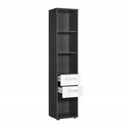 Furnitive Aktenregal Buzy - Hochglanz Weiß / Anthrazit -Buromobel Verkaufe 1000191311 191031 16045300014 DETAILS P000000001000191311