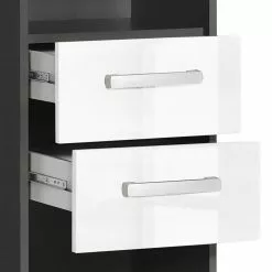 Furnitive Aktenregal Buzy - Hochglanz Weiß / Anthrazit -Buromobel Verkaufe 1000191311 191031 16045300016 DETAILS P000000001000191311