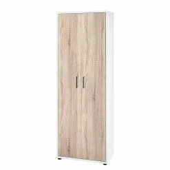 Furnitive Aktenschrank Lezan - Silber - Eiche Sonoma Dekor / Weiß