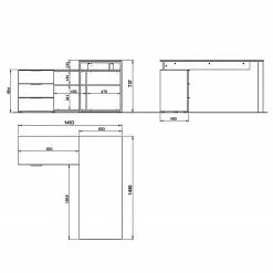 Germania Büroset Ancona I (2-teilig) - Metall - Kaschmir / Nussbaum Dekor -Buromobel Verkaufe 1000197004 191203 06450000099 SKETCH DETAILS P000000001000197004 sketch