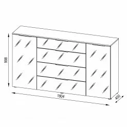 Maja Möbel Sideboard Trend II - Glas - Weiß / Eiche Sonoma Dekor -Buromobel Verkaufe 1000197484 191129 08042100020 SKETCH DETAILS P000000001000197484 sketch