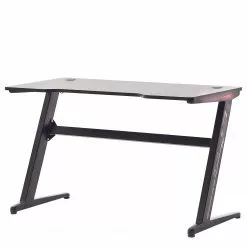 Furnitive Gaming Tisch mcRacing Basic 5 - (mit LED Beleuchtung) - Stahl - Carbon Dekor / Schwarz