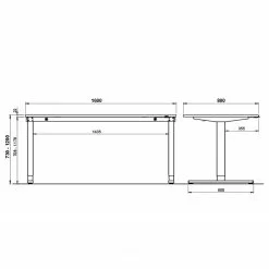 Germania Schreibtisch GW-Agenda II - (elektrisch höhenverstellbar) - Lichtgrau - Breite: 160 cm -Buromobel Verkaufe 1000210653 200408 14223200110 SKETCH DETAILS P000000001000210653 sketch