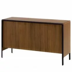 Red Living Sideboard Juuka - Echtholzfurnier - Walnuss / Schwarz