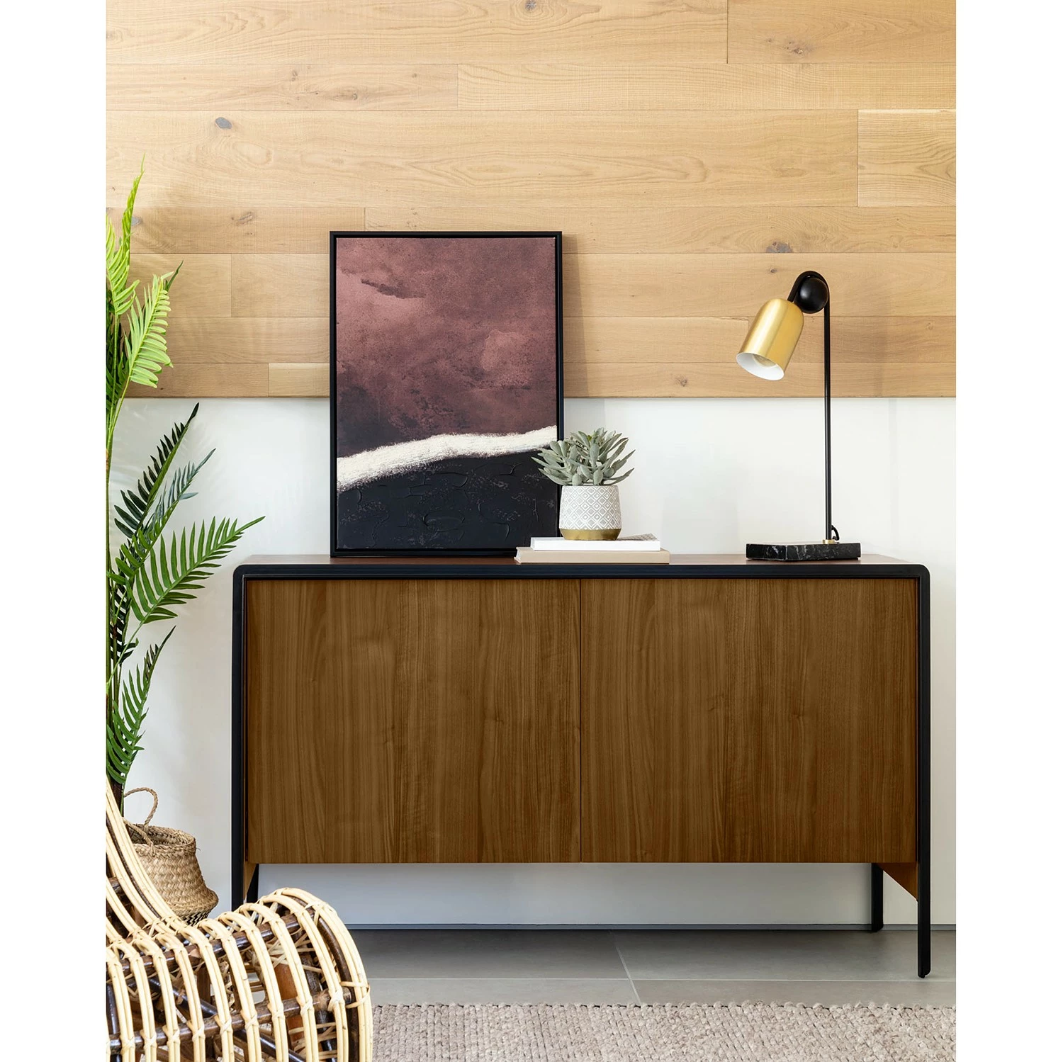 Red Living Sideboard Juuka - Echtholzfurnier - Walnuss / Schwarz 4 Red Living Sideboard Juuka - Echtholzfurnier - Walnuss / Schwarz – Bild 2