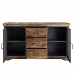 Ars manufacti Sideboard Hunter II - Mango massiv / Metall - Mango / Blaugrau -Buromobel Verkaufe 1000211063 210127 06295400014 DETAILS P000000001000211063